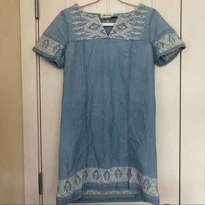 Madewell Jean Dress with Aztec Print Embroidery